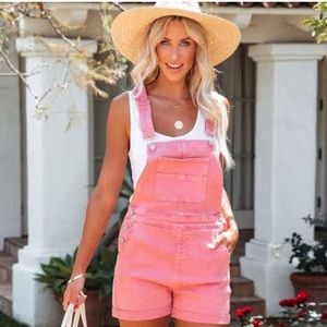 Vici Ciana pink denim overalls